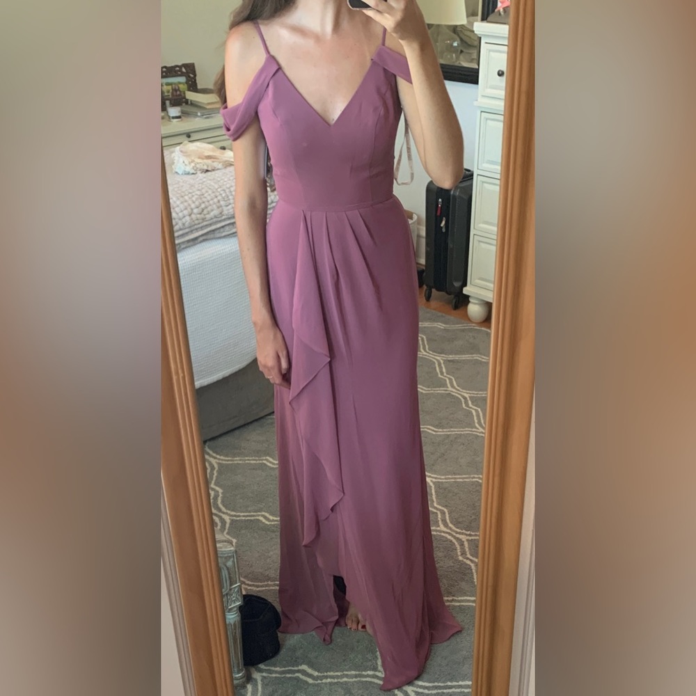 David’s Bridal Bridesmaid Off the Shoulder Dress - Pink, Size 0